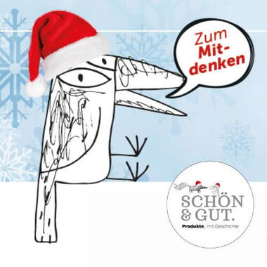 Schön&Gut-Rabe mit Weihnachtsmütze
