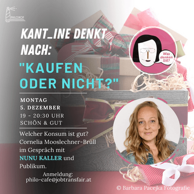 Plakat zum philosophischen Café mit Nunu Kaller.