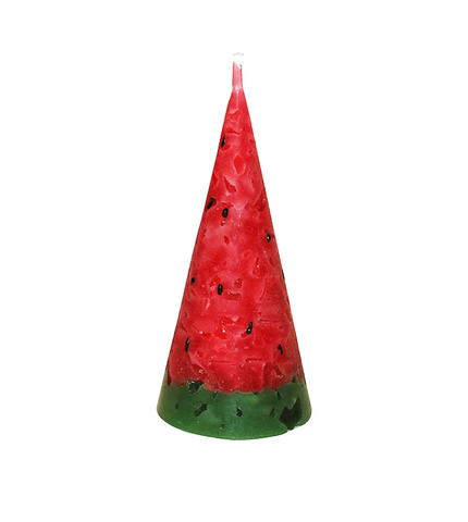 Eine Kerze, die an eine Wassermelone erinnert.