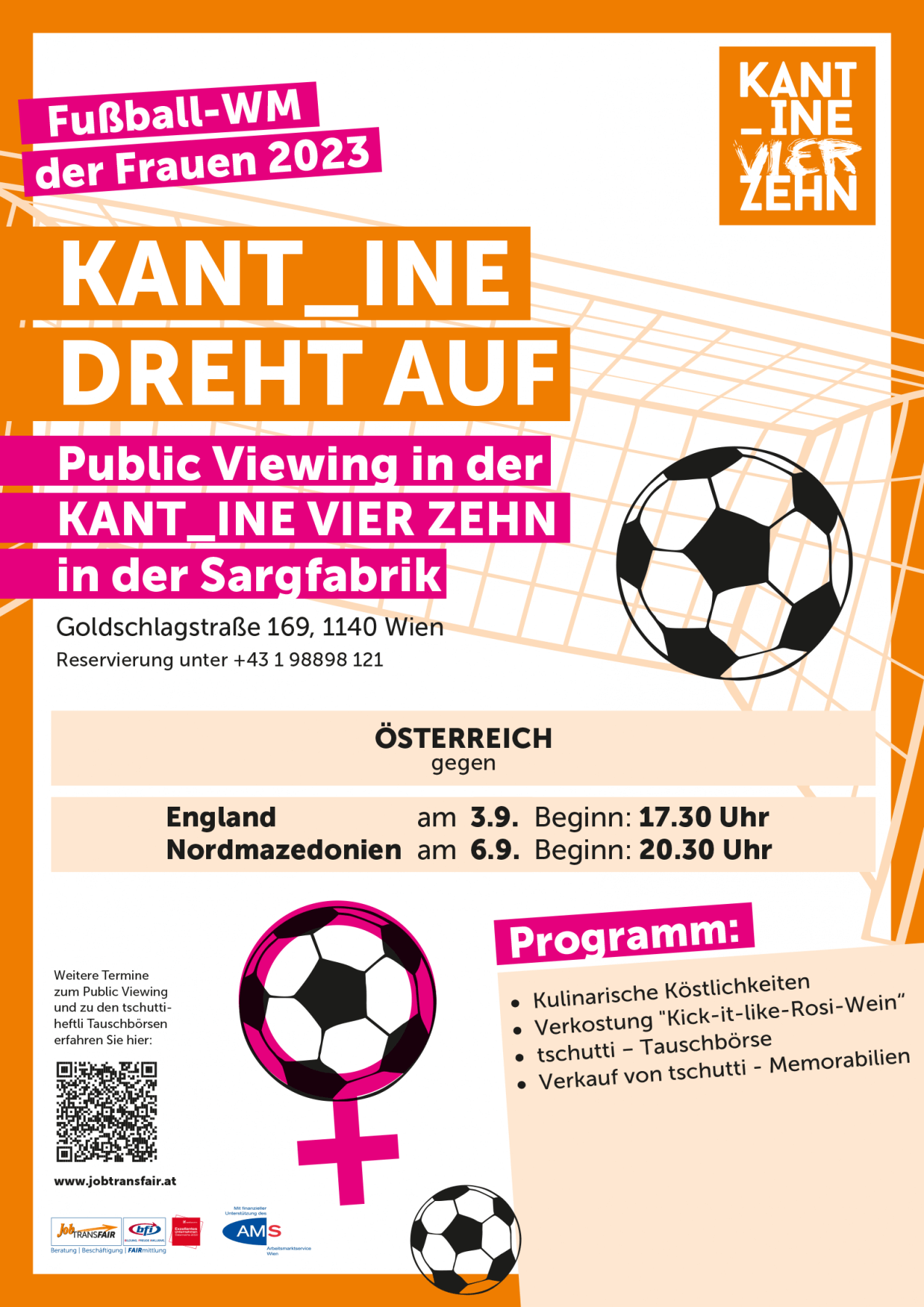 Plakat zum Public Viewing zur Fußball-WM der Frauen.