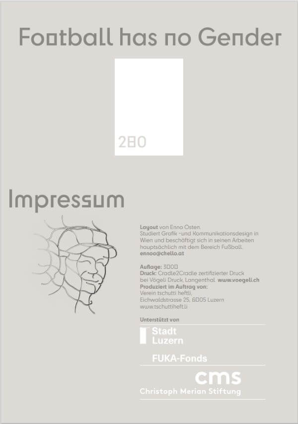 Vorletzte Seite des tschutt heftli 2025, auf der das Impressum abgedruckt ist.